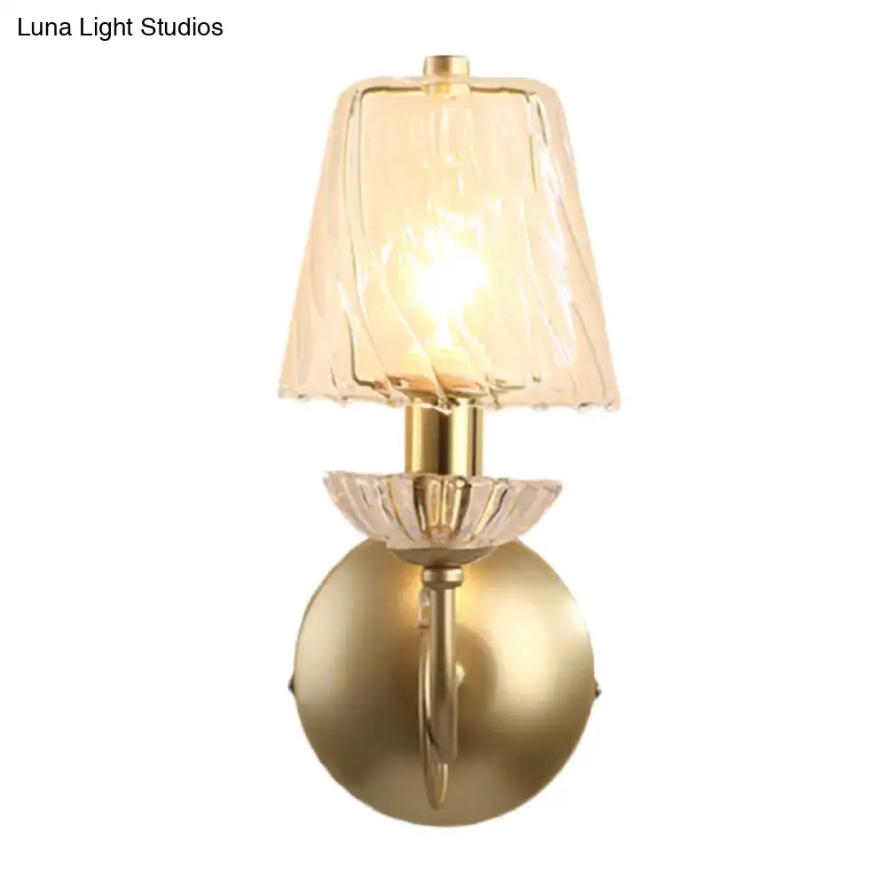 Brass conical sconce light with glass shade, wall-mounted decor by Decorbites on Tampa Home & Garden Store