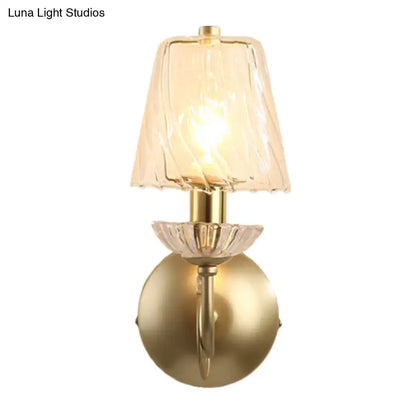 Brass conical sconce light with glass shade, wall-mounted decor by Decorbites on Tampa Home & Garden Store