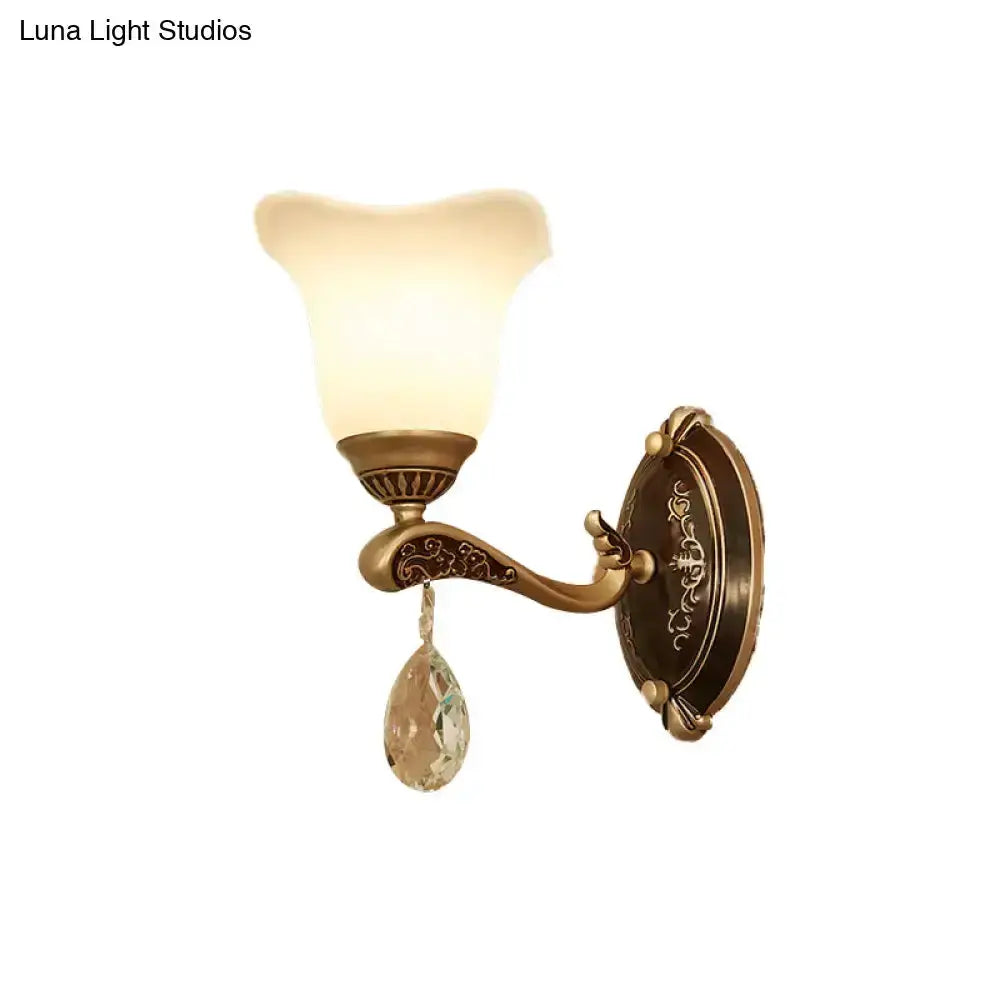 Antique Brass Crystal Drop Wall Lamp E12 E14 Base