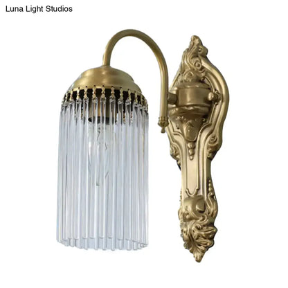 Brass crystal rod sconce with glass fringe shade, Decorbites wall light on Tampa Home & Garden Store