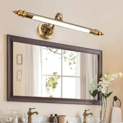 Antique Brass Floral Vanity Wall Lamp Warm Light