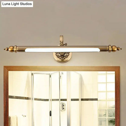Antique Brass Floral Vanity Wall Lamp Warm Light