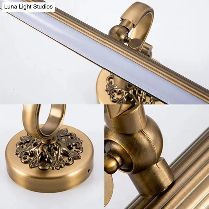 Antique Brass Floral Vanity Wall Lamp Warm Light