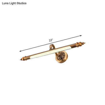 Antique Brass Floral Vanity Wall Lamp Warm Light