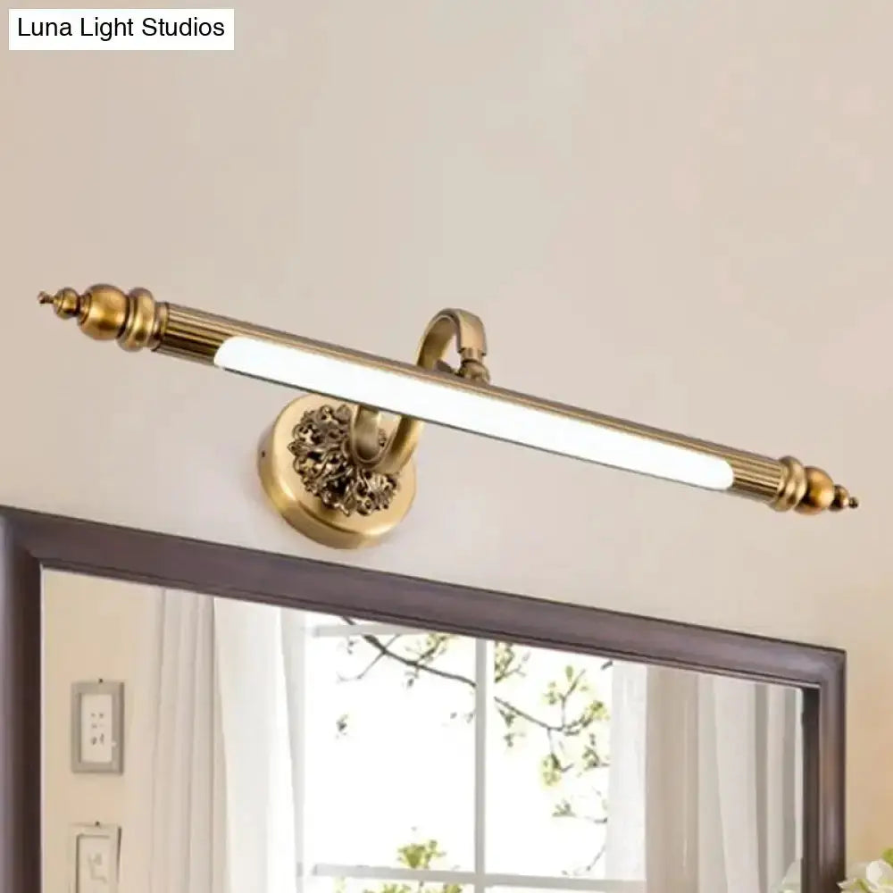 Antique Brass Floral Vanity Wall Lamp Warm Light