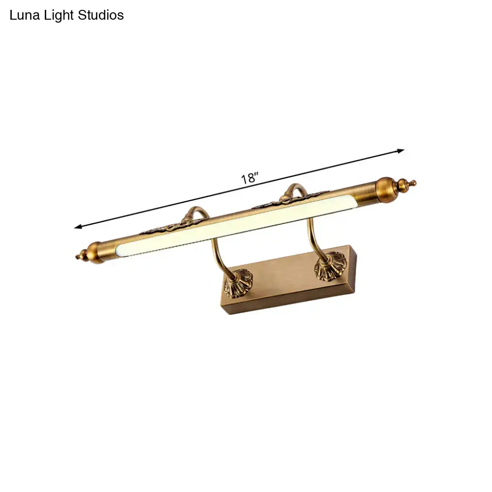 Antique brass shell vanity light bar with two decorative arms, 18 inch long on Tampa Home & Garden Store
