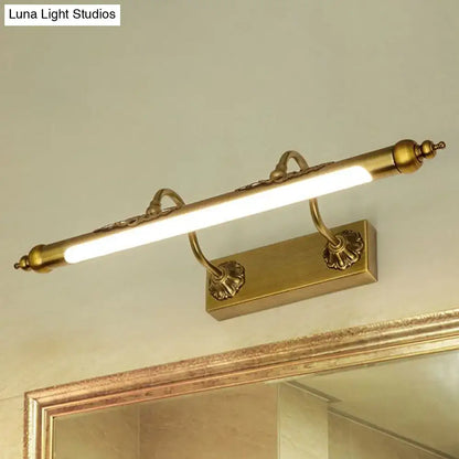 Antique brass shell vanity light fixture with tubular bar and dual mounts Decorbites on Tampa Home & Garden Store