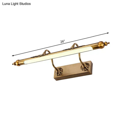 Antique brass shell vanity light for bathroom, 26in with frosted glass bar, 60W max, Decorbites on Tampa Home & Garden Store