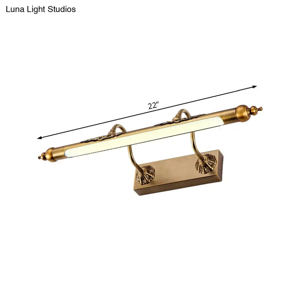 Antique brass shell vanity light, 22in bar with frosted diffuser, Decorbites on Tampa Home & Garden Store