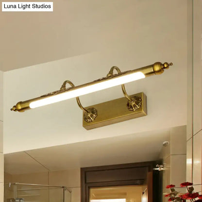 Decorbites antique brass shell vanity light bathroom with long frosted tube, 60W max on Tampa Home & Garden Store