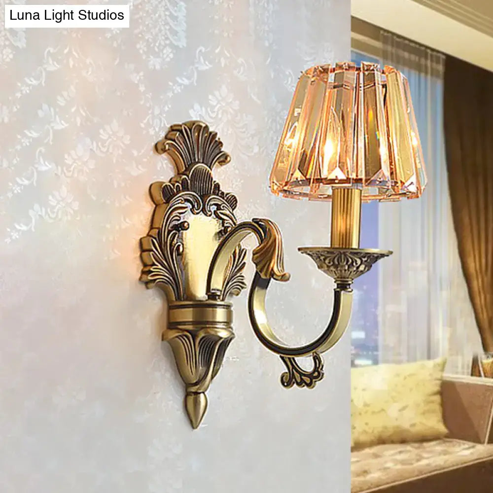 Brass Crystal Antique Wall Lamp ornate brass wall sconce with crystal shade on Tampa Home & Garden Store