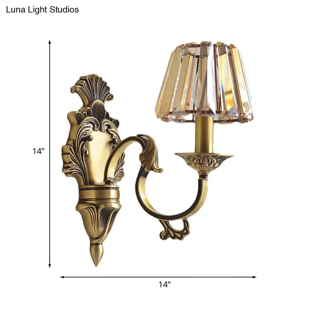 Brass Crystal Antique Wall Lamp by Decorbites, ornate sconce with crystal shade on Tampa Home & Garden Store