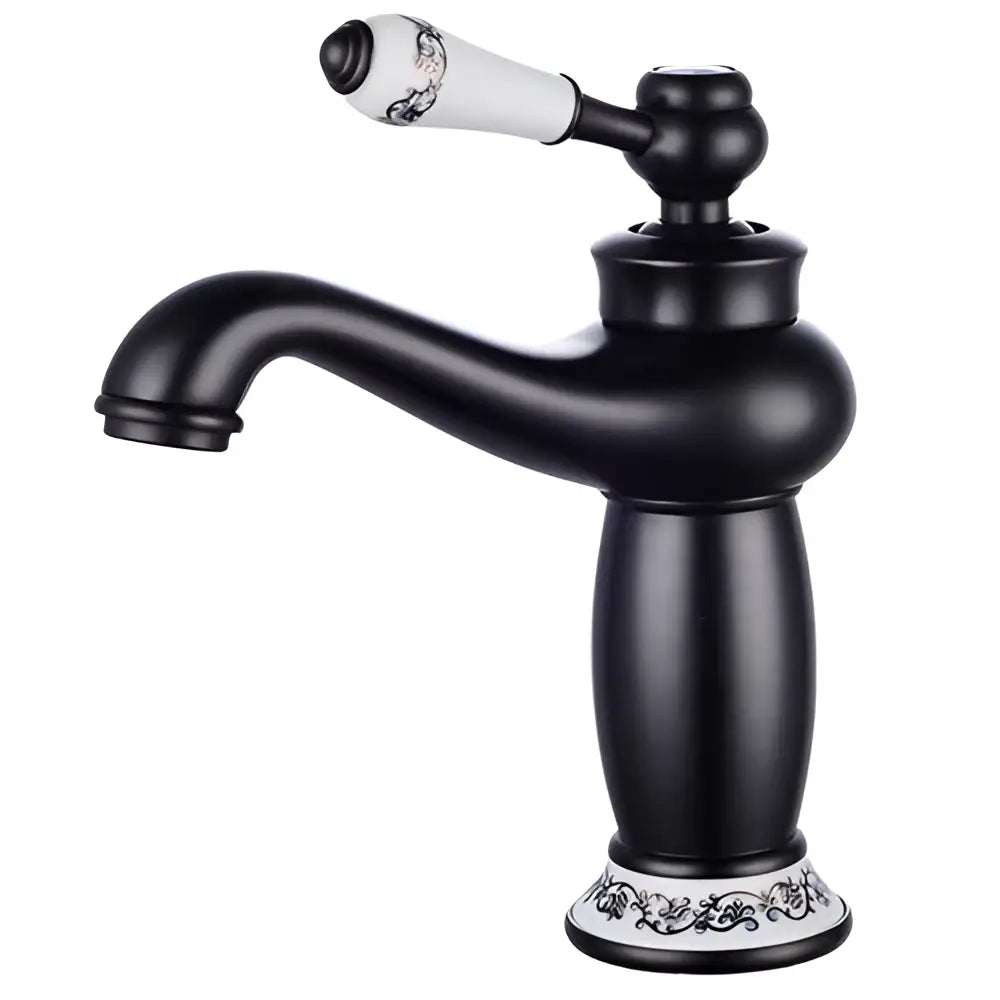 Bronze Ceramic Handle Faucet black finish sink faucet with white ceramic handle Decorbites on Tampa Home & Garden Store