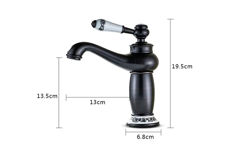 Bronze Ceramic Handle Faucet for bathroom sink with decorative ceramic accents on Tampa Home & Garden Store