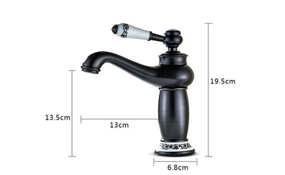 Bronze Ceramic Handle Faucet for bathroom sink with decorative ceramic accents on Tampa Home & Garden Store