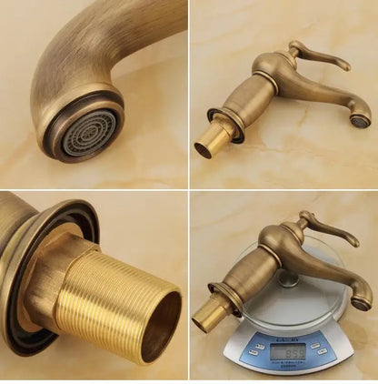 Bronze ceramic handle bathroom sink faucet by Decorbites, vintage finish, single-handle on Tampa Home & Garden Store