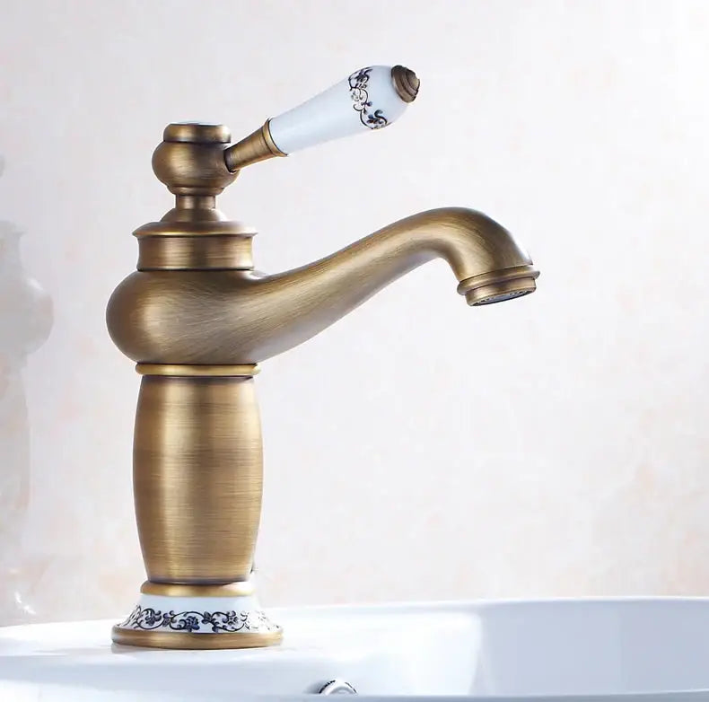 Bronze Ceramic Handle Faucet for bathroom sink by Decorbites, antique finish on Tampa Home & Garden Store