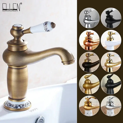 Bronze ceramic-handle bathroom sink faucet by Decorbites with white ceramic knob on Tampa Home & Garden Store