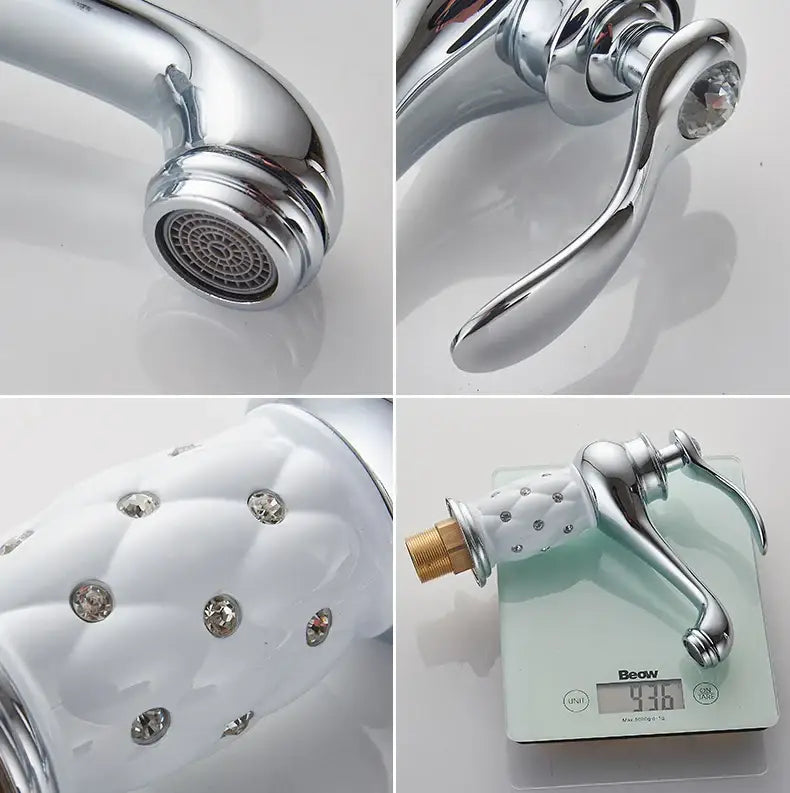 Bronze Ceramic Handle Faucet with chrome finish and crystal lever for sinks Decorbites on Tampa Home & Garden Store