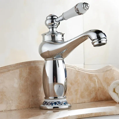 Bronze ceramic-handle bathroom faucet by Decorbites, chrome finish, single-handle on Tampa Home & Garden Store