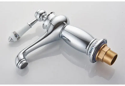 Bronze Ceramic Handle Faucet chrome finish bathroom sink faucet brass outlet Decorbites on Tampa Home & Garden Store