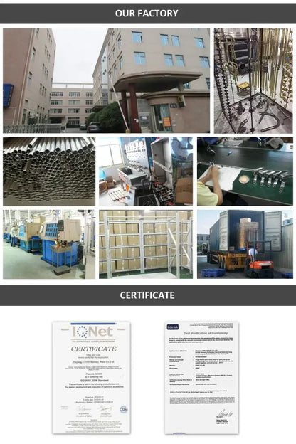Bronze Ceramic Handle Faucet factory collage by Decorbites showcasing production facilities on Tampa Home & Garden Store