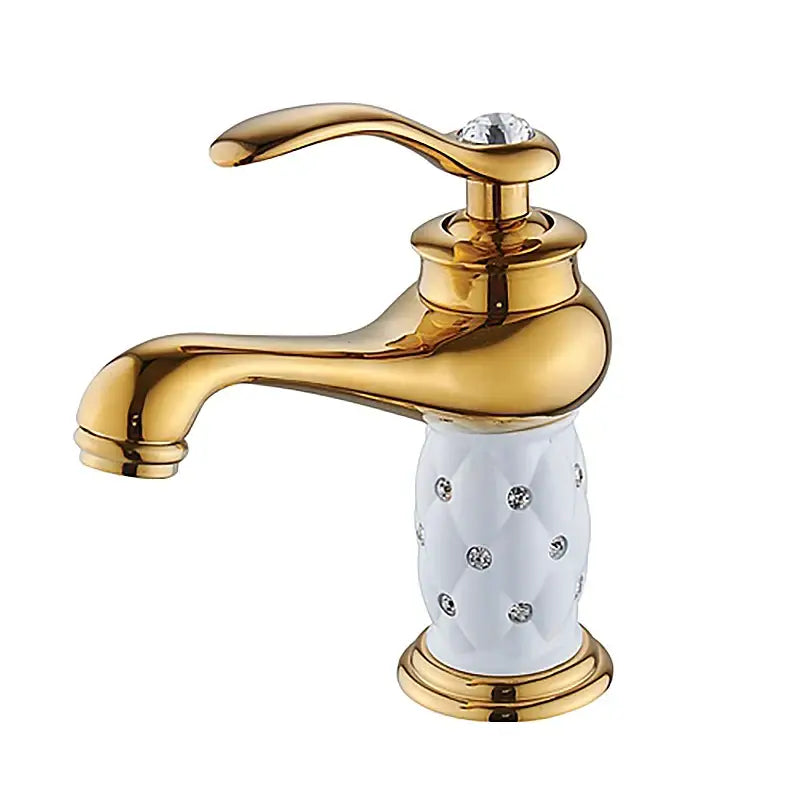 Bronze Ceramic Handle Faucet by Decorbites with white crystal-studded ceramic knob on Tampa Home & Garden Store
