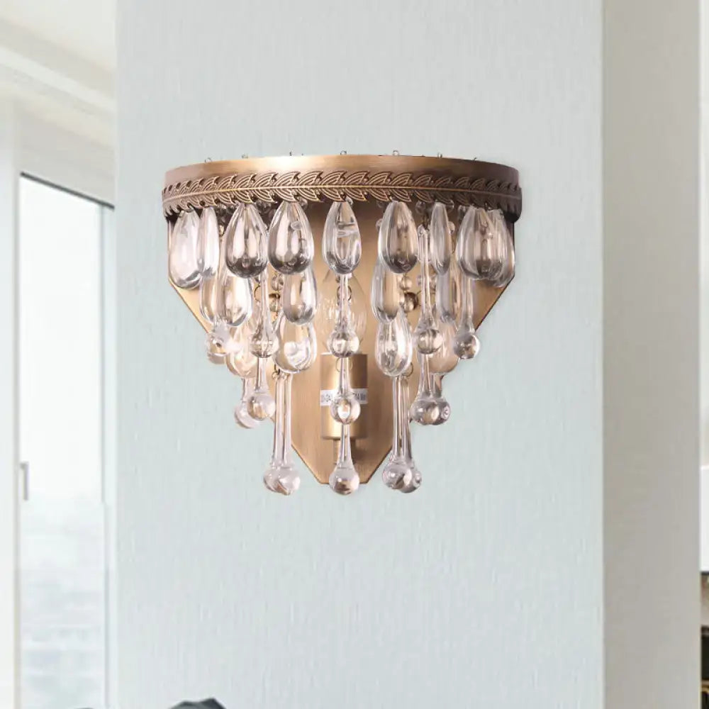 Bronze crystal teardrop wall sconce by Decorbites with hanging glass prisms on Tampa Home & Garden Store