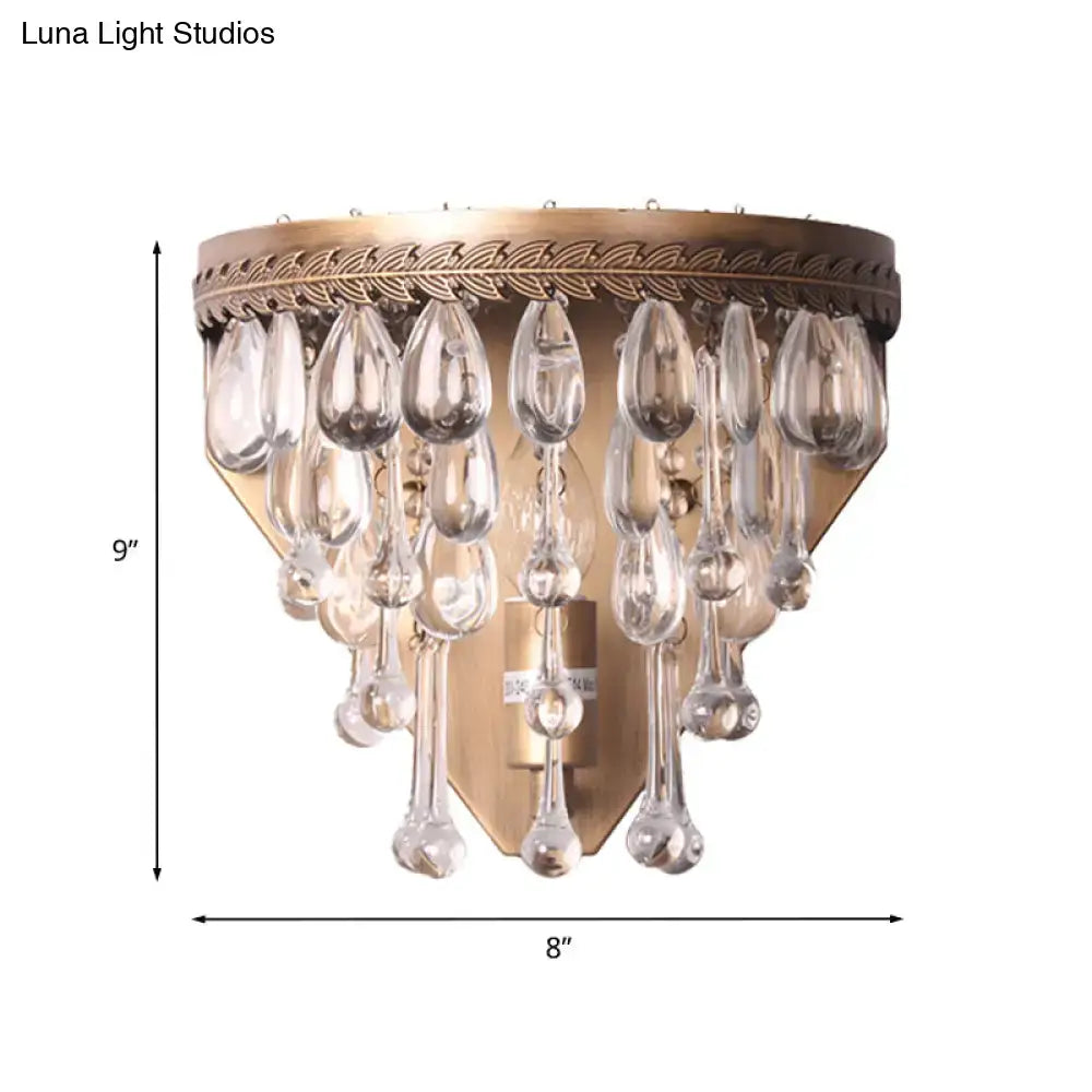 Bronze Crystal Teardrop Wall Sconce with hanging crystal prisms, bronze finish, Decorbites on Tampa Home & Garden Store