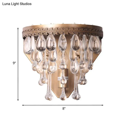 Bronze Crystal Teardrop Wall Sconce with hanging crystal prisms, bronze finish, Decorbites on Tampa Home & Garden Store
