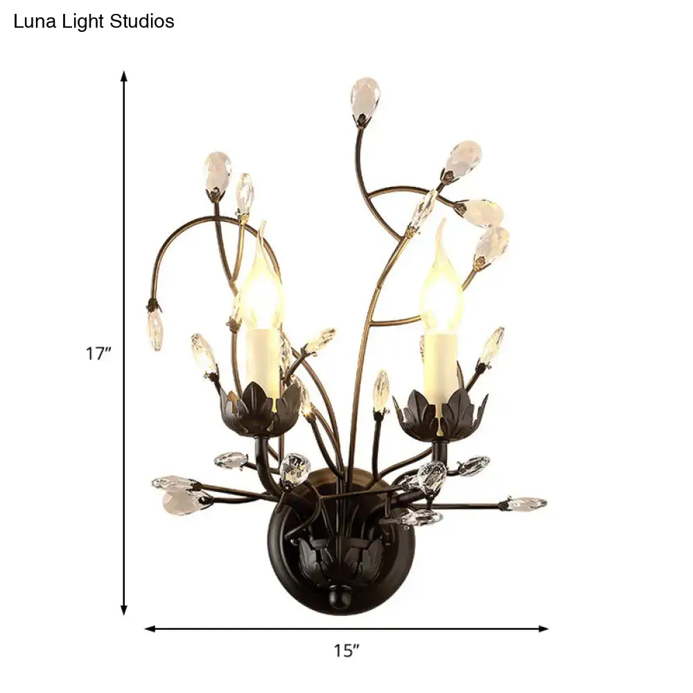 Bronze crystal wall light with adjustable dimmer, two candle bulbs and crystals Decorbites on Tampa Home & Garden Store