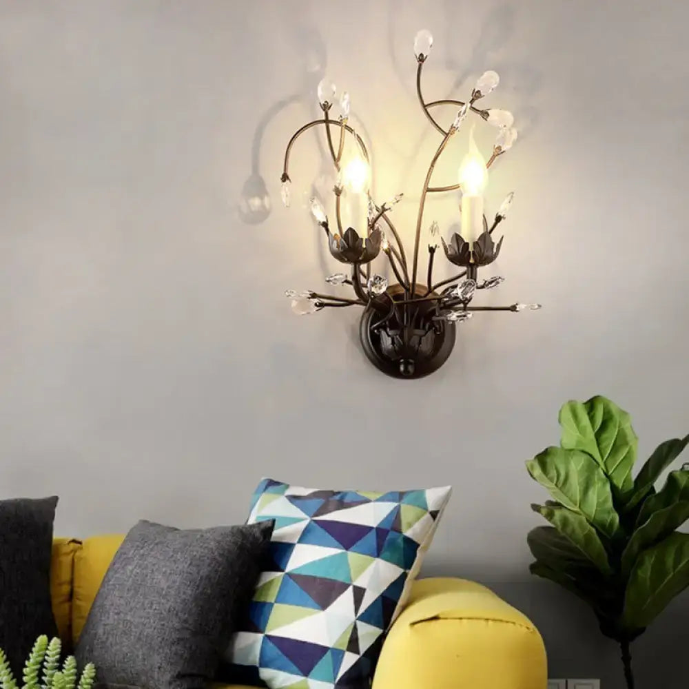 Bronze crystal wall light adjustable dimmer sconce with candle-style bulbs by Decorbites on Tampa Home & Garden Store