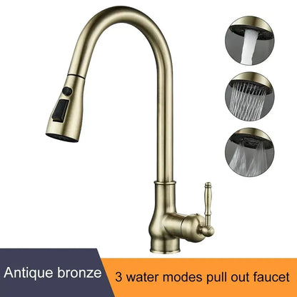 The Antique Bronze Pull-Down Kitchen Faucet