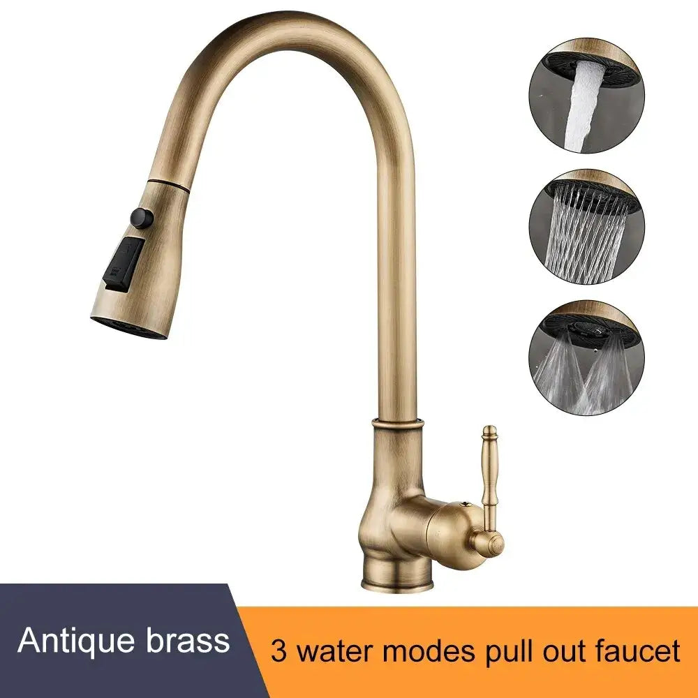 The Antique Bronze Pull-Down Kitchen Faucet