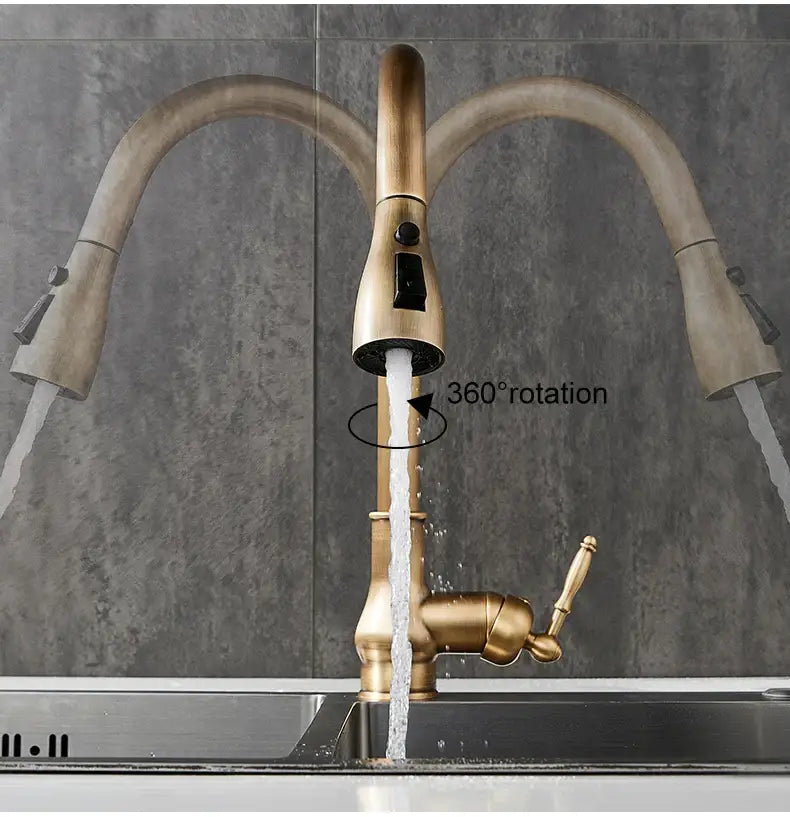 The Antique Bronze Pull-Down Kitchen Faucet