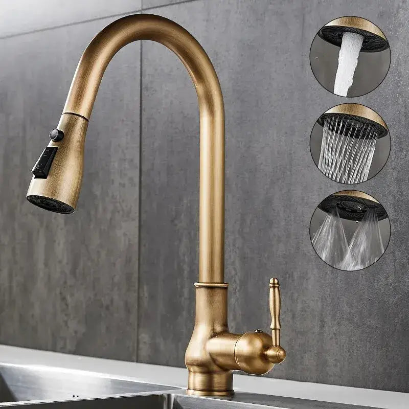 The Antique Bronze Pull-Down Kitchen Faucet
