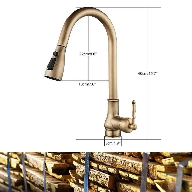 The Antique Bronze Pull-Down Kitchen Faucet