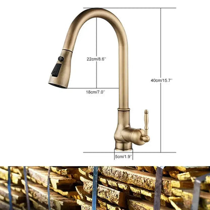The Antique Bronze Pull-Down Kitchen Faucet