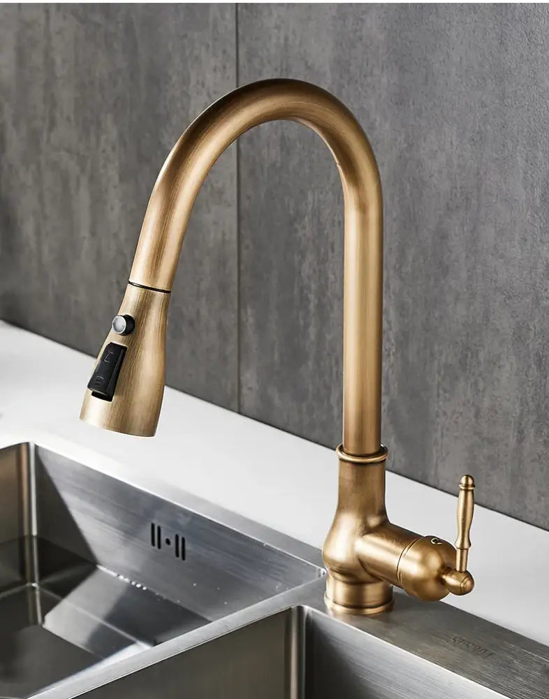 The Antique Bronze Pull-Down Kitchen Faucet