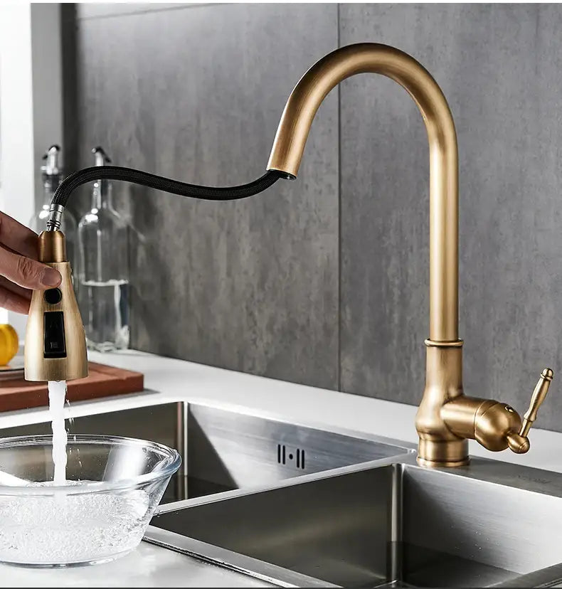 The Antique Bronze Pull-Down Kitchen Faucet