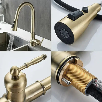 The Antique Bronze Pull-Down Kitchen Faucet