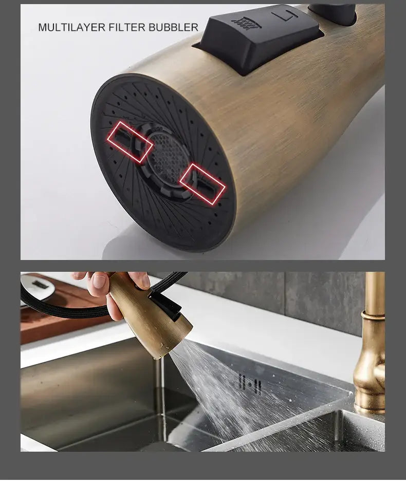 The Antique Bronze Pull-Down Kitchen Faucet