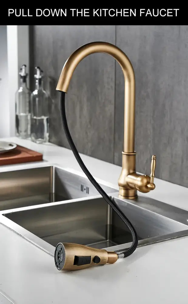 The Antique Bronze Pull-Down Kitchen Faucet