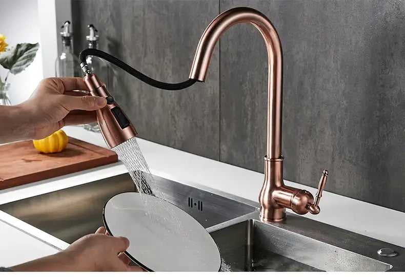 The Antique Bronze Pull-Down Kitchen Faucet