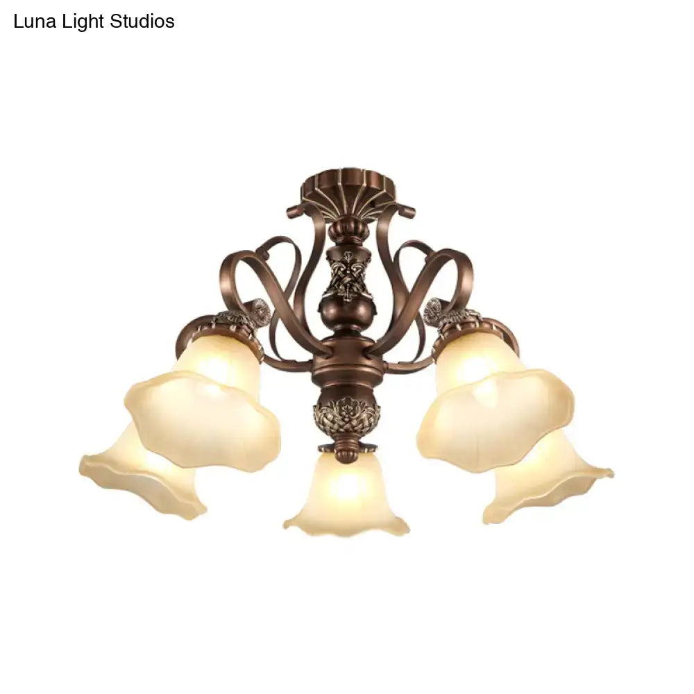 Bronze Opal Glass Ceiling Light by Decorbites, bronze flush-mount fixture with flower shades on Tampa Home & Garden Store