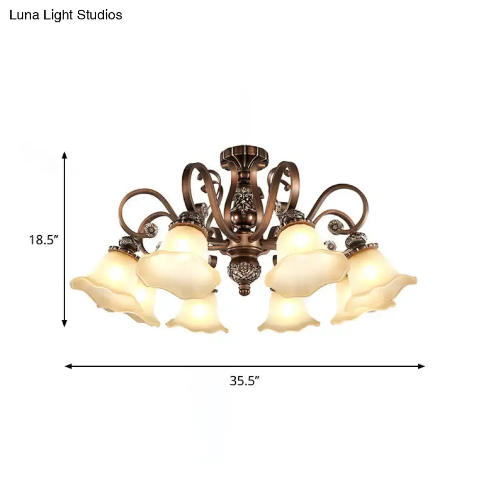Bronze Opal Glass Ceiling Light by Decorbites, six-light antique bronze flush-mount chandelier on Tampa Home & Garden Store