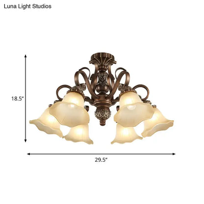 Bronze opal glass ceiling light, ornate vintage hardware flush mount, Decorbites on Tampa Home & Garden Store