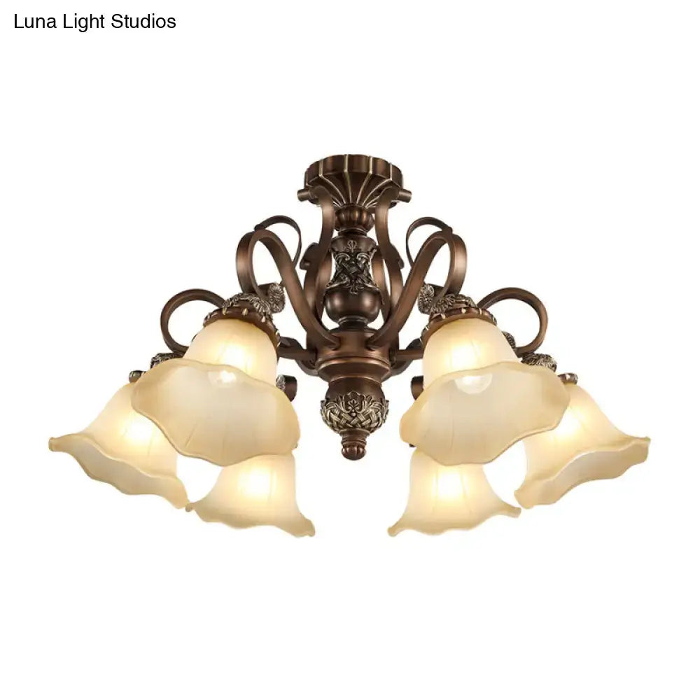 Bronze Opal Glass Ceiling Light by Decorbites, five-light ornate bronze flush-mount fixture on Tampa Home & Garden Store