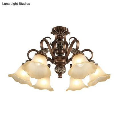 Bronze Opal Glass Ceiling Light by Decorbites, five-light ornate bronze flush-mount fixture on Tampa Home & Garden Store