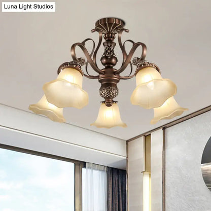 Bronze opal glass ceiling light by Decorbites, five flower-shaped shades flush mount on Tampa Home & Garden Store